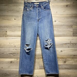 Levi's Premium Ribcage Straight Ankle Jeans Size 25 W26 L27 Button-Fly Blue